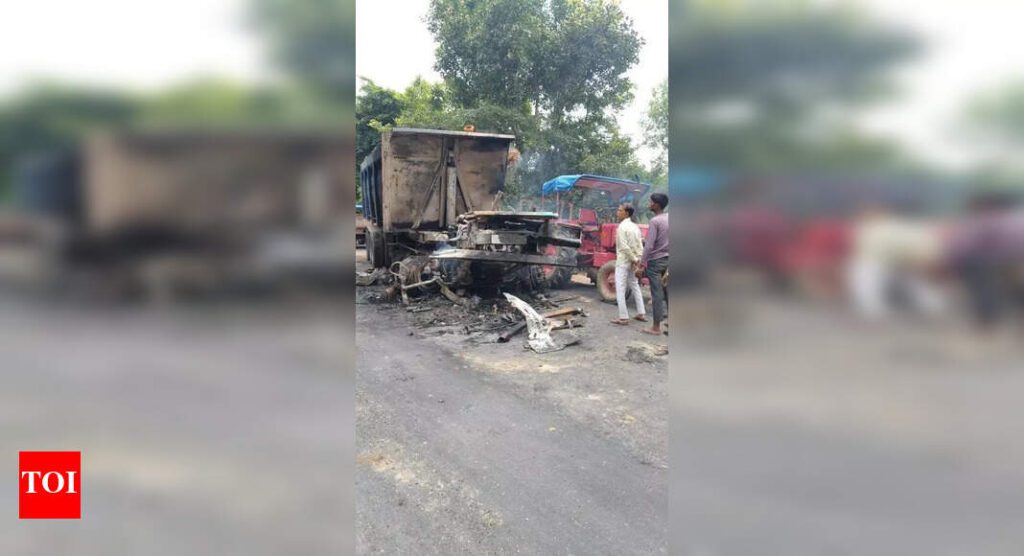 Tragic crash: fire engulfs mini truck and dumper, claiming three