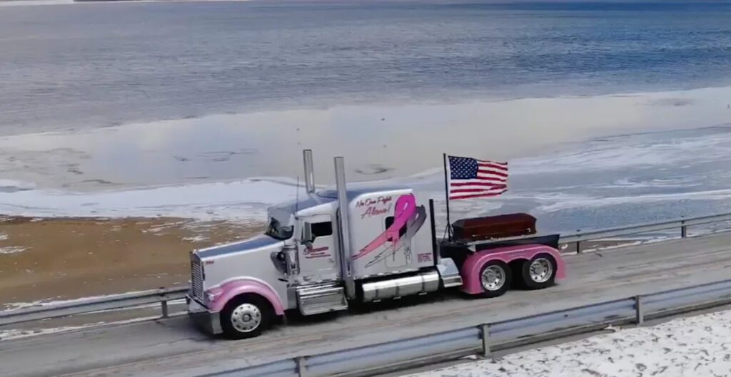 Truck drivers honor lost colleague with heartfelt casket escort
